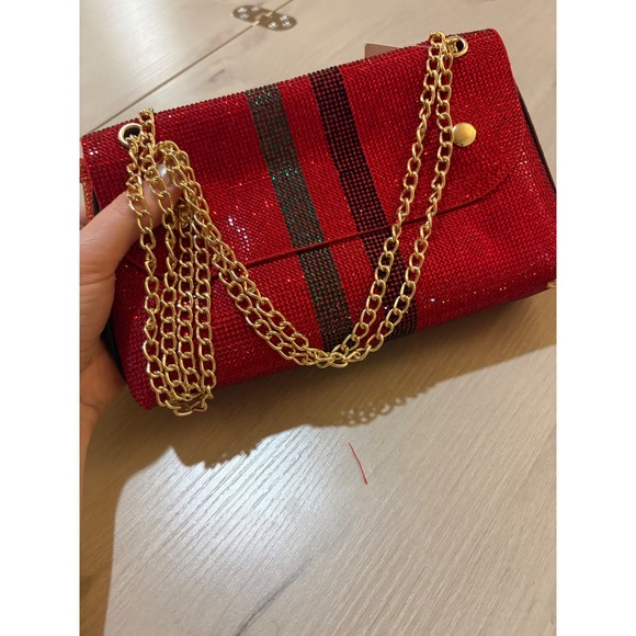 UNNI Handbags - UNNI Red Rhinestone Clutch Chain Shoulder Bag Evening Party Bag TG10243